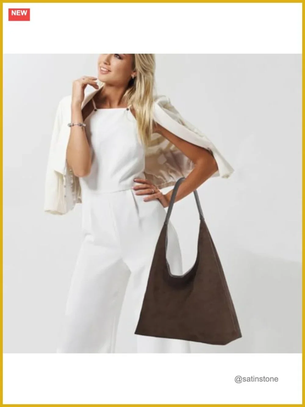 Faux Suede Slouchy Hobo Tote with Removable Pouch for Women